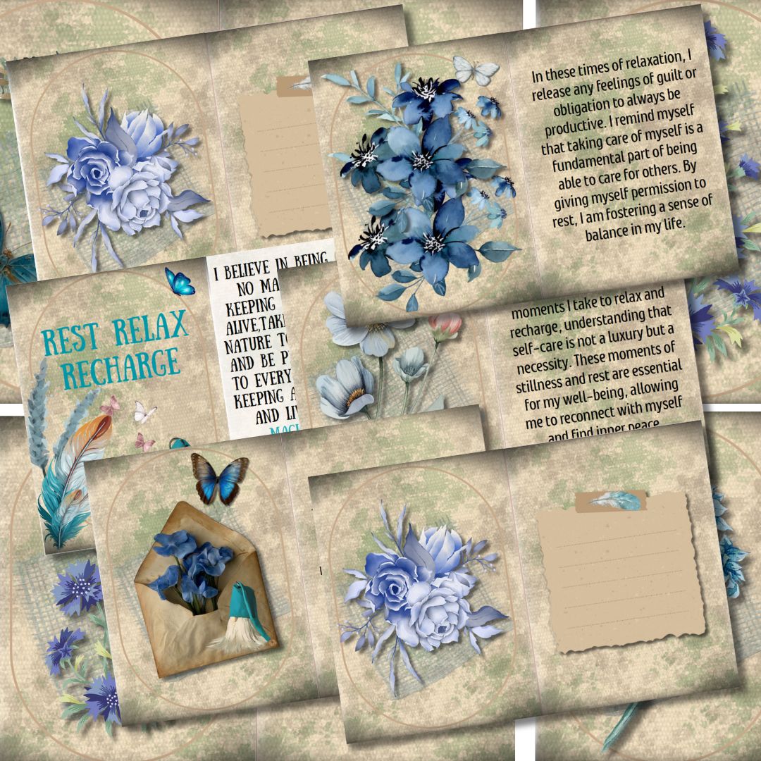 Printable Mini Journal & Story Book with Tutorial - Rest Relax and Recharge!