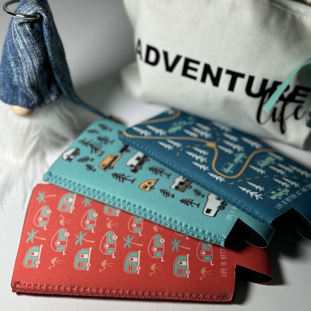 Gift Set - Camping Gift set with Gulfport Gnome™ Key Chain and Canvas Bag- 4" Plush Gnome Gift Set