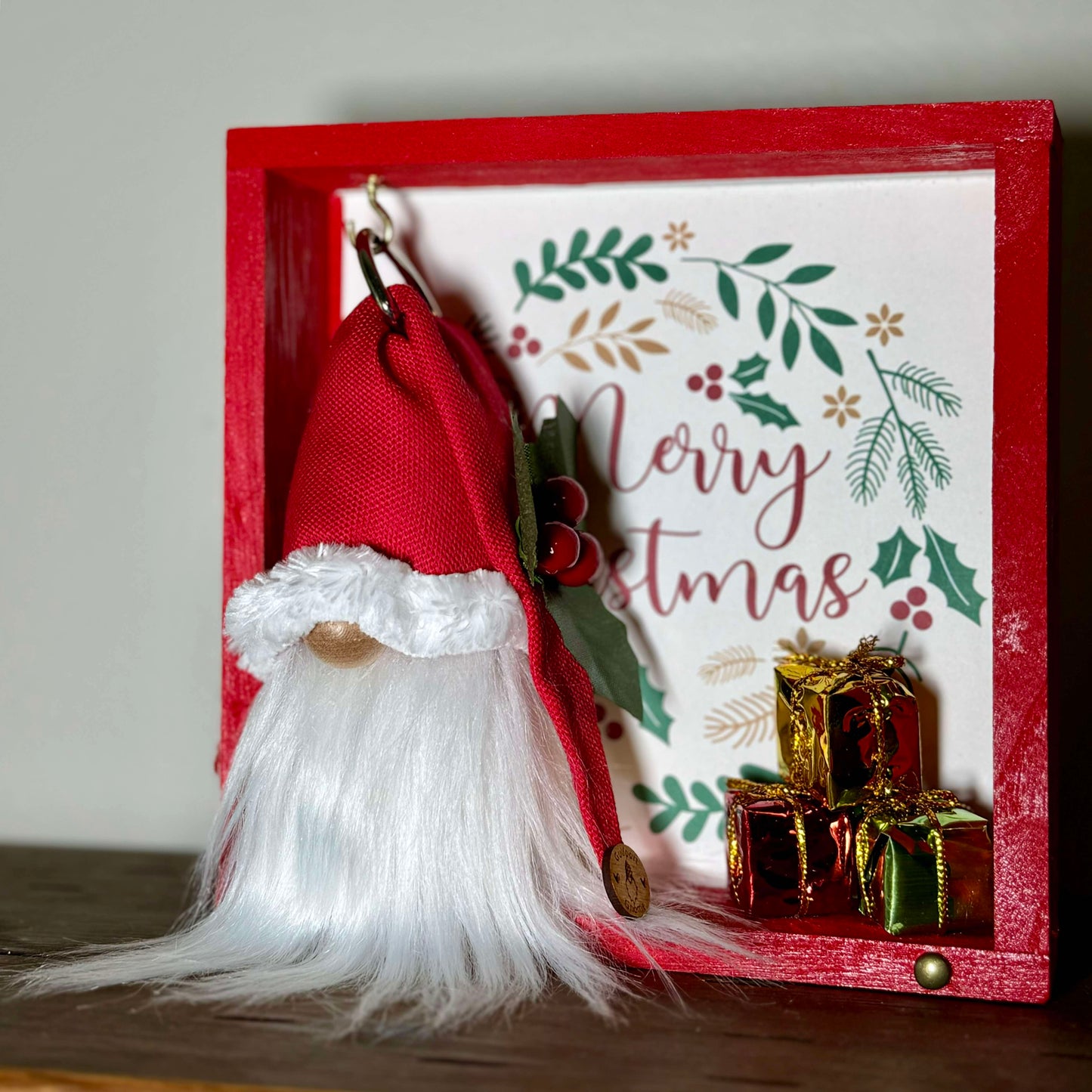 Gift Set - Christmas Santa Gnome Decor Gift set with 4" Plush Gnome