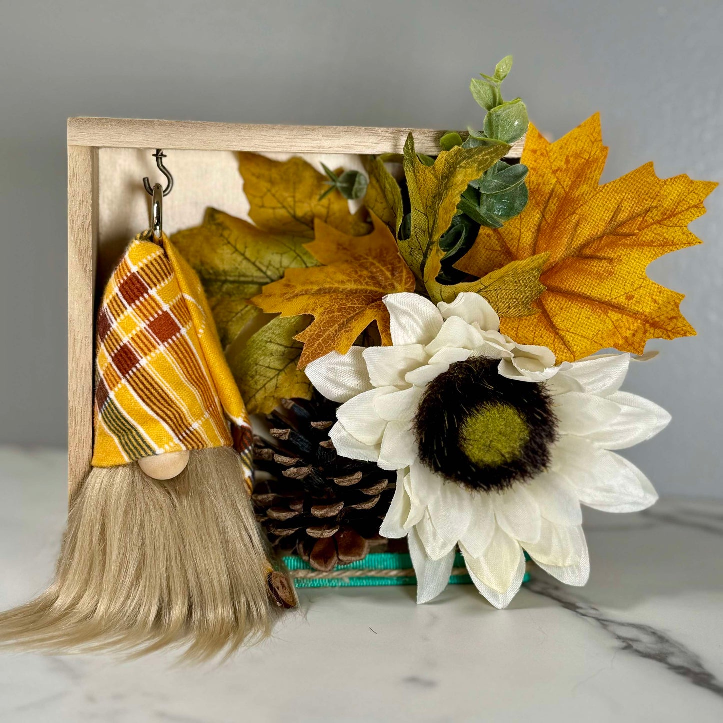 Gift Set - Fall Gnome Sunflower Pinecone Leaf Decor Gift set with 4" Plush Gnome