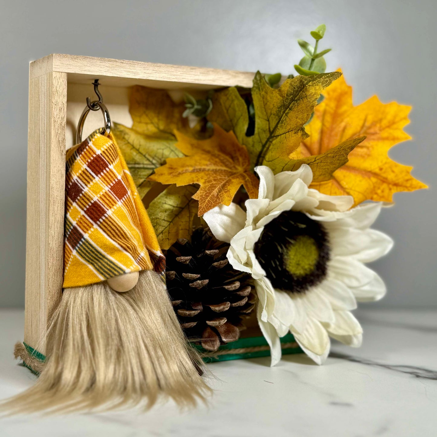 Gift Set - Fall Gnome Sunflower Pinecone Leaf Decor Gift set with 4" Plush Gnome