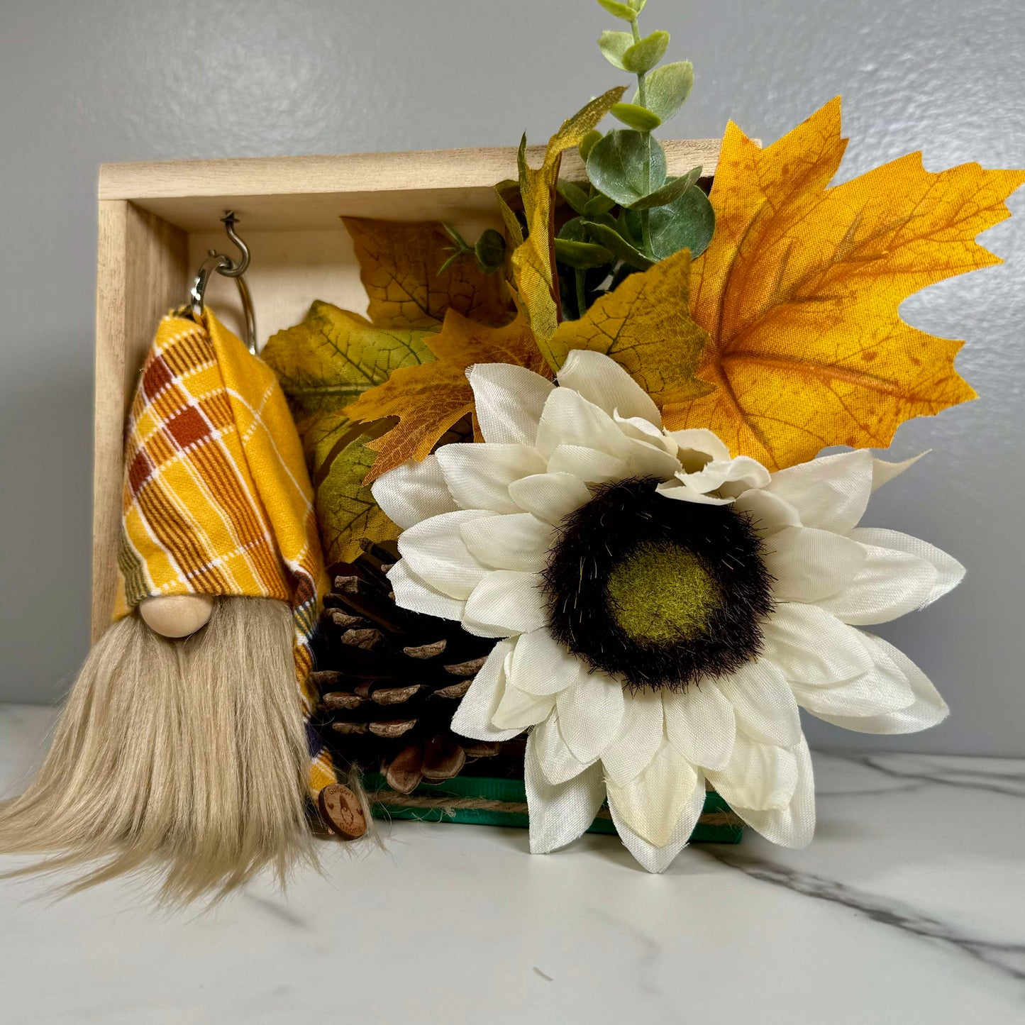 Gift Set - Fall Gnome Sunflower Pinecone Leaf Decor Gift set with 4" Plush Gnome