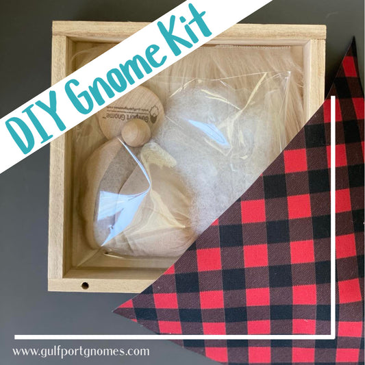 DIY Gulfport Gnome™-Make Your Own Camping Gnome - 4" Plush Mini Gnome with Red Buffalo Check Fabric