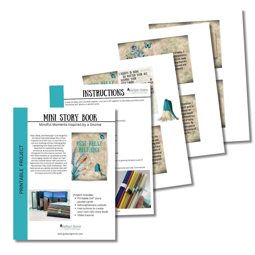 Printable Mini Journal & Story Book with Tutorial - Rest Relax and Recharge!