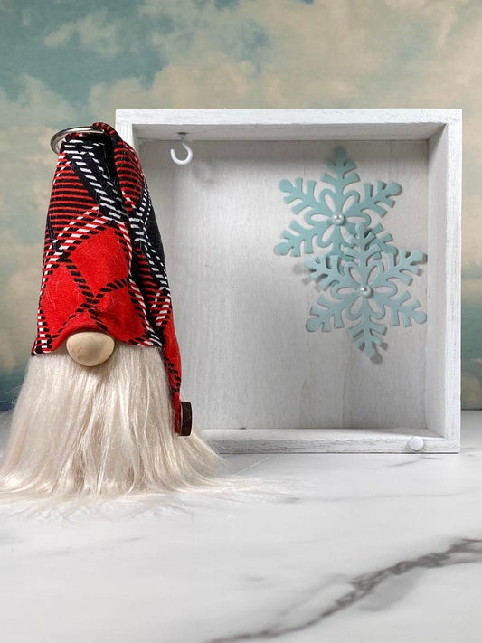 Gift Set - Winter Snowflake Themed Gnome Decor with Gnome Home - 4" Plush Gnome