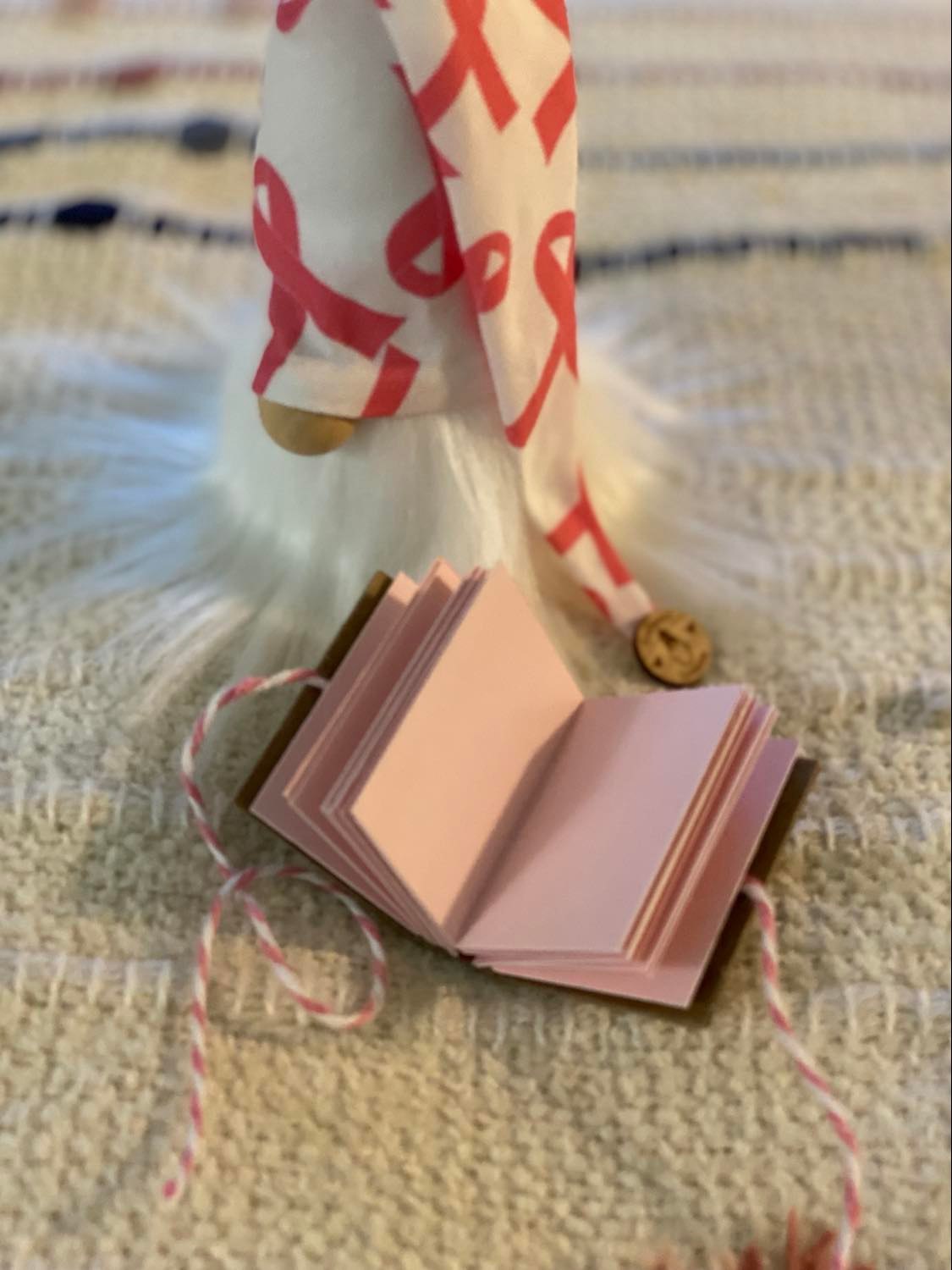 Mini Book and Gnome Set- Breast Cancer Collectible Decor- 4" Plush Pink Breast Cancer Ribbon and Mini Journal Book