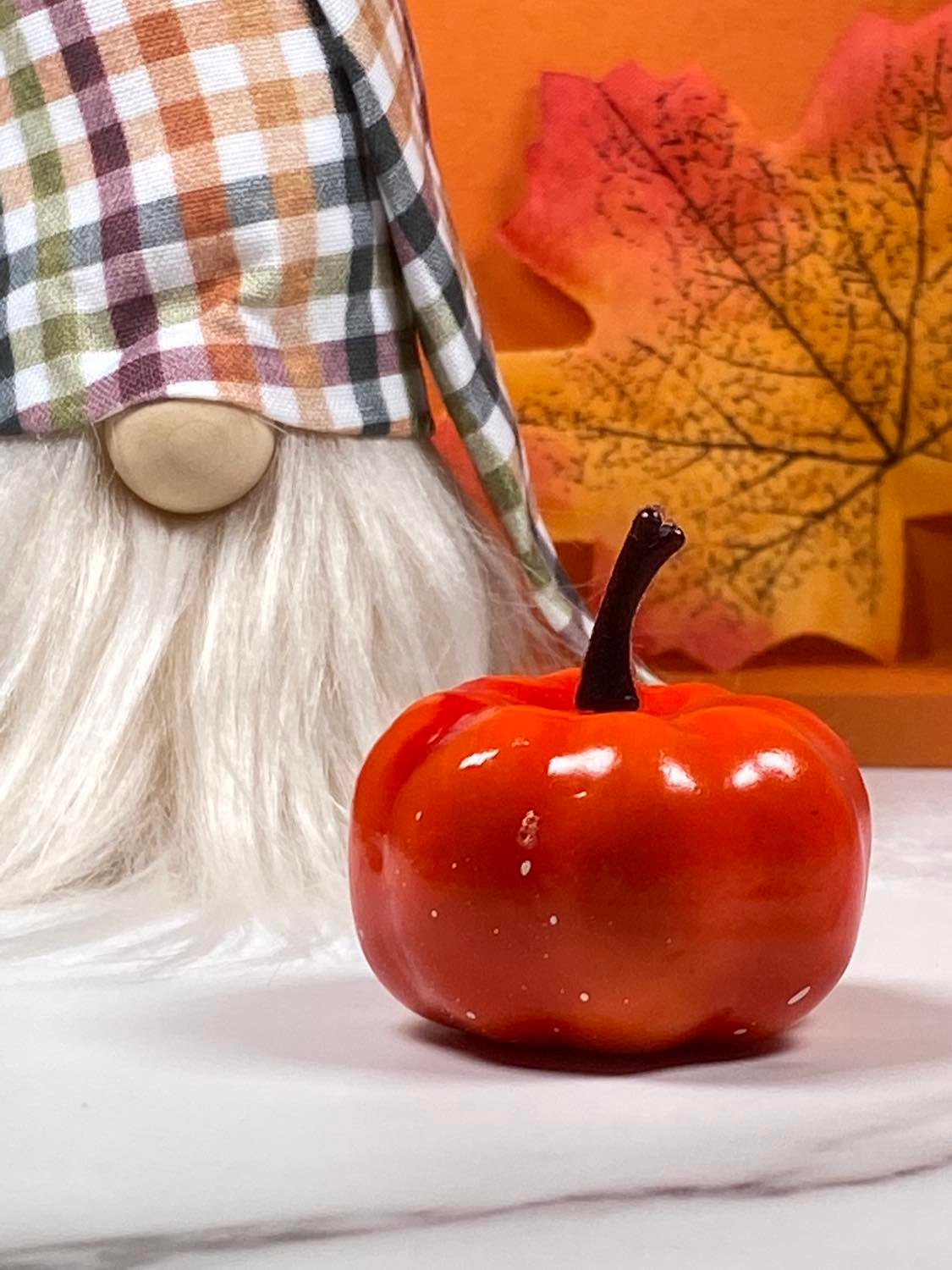 Gift Set - Pumpkin Themed Gnome Decor with Colorful Leaves Gift set with Gnome Home - 4" Plush Gnome