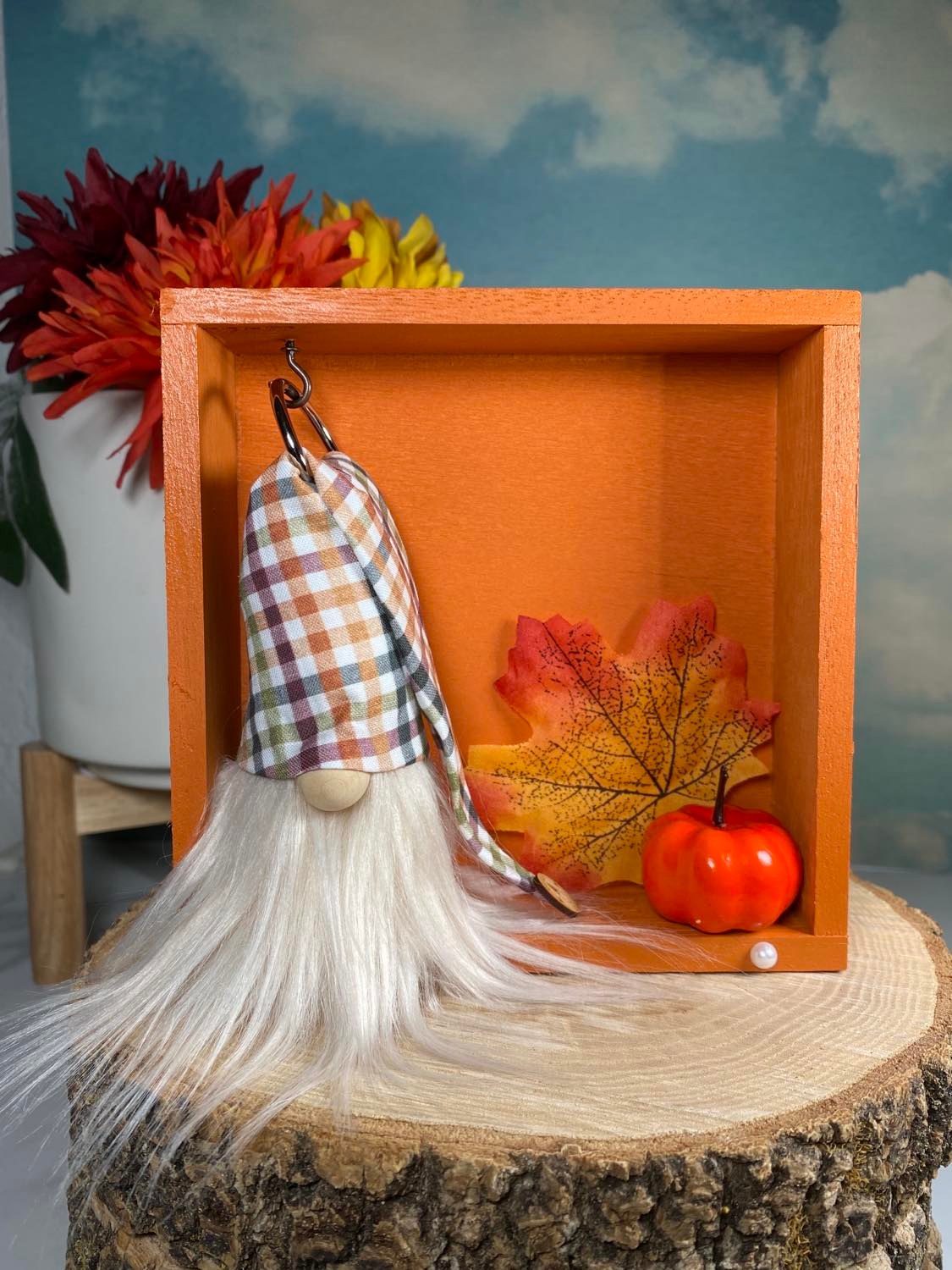 Gift Set - Pumpkin Themed Gnome Decor with Colorful Leaves Gift set with Gnome Home - 4" Plush Gnome