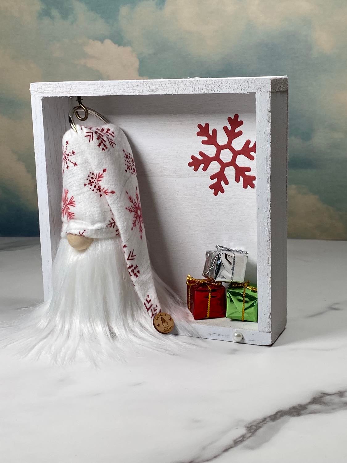 Gift Set - Christmas Gifts and Snowflake Themed Gnome Decor with 4" Plush Mini Gnome