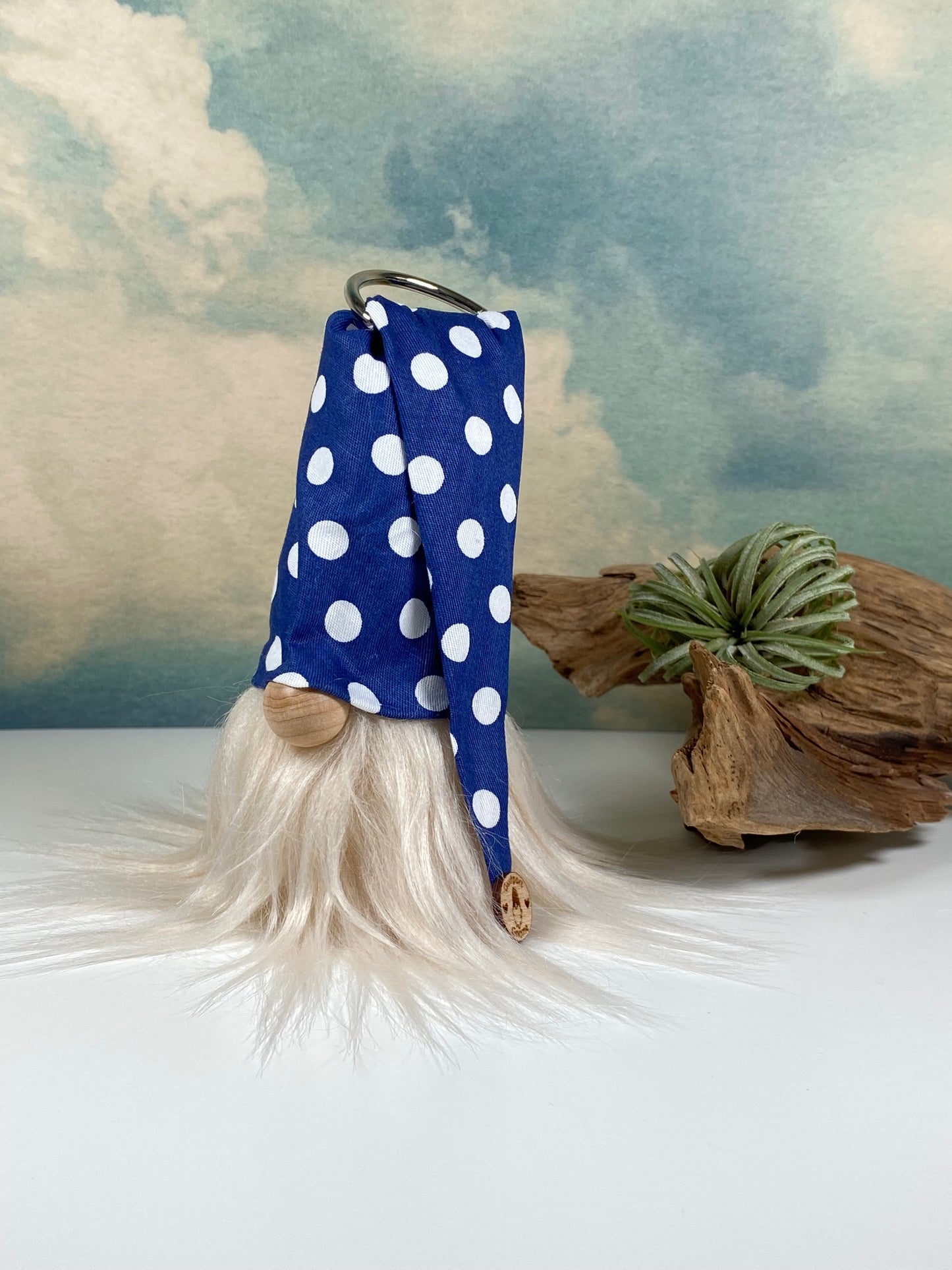 Gulfport Gnome™ - Navy Blue Polkadot Plush Gnome- Spring Home Decor