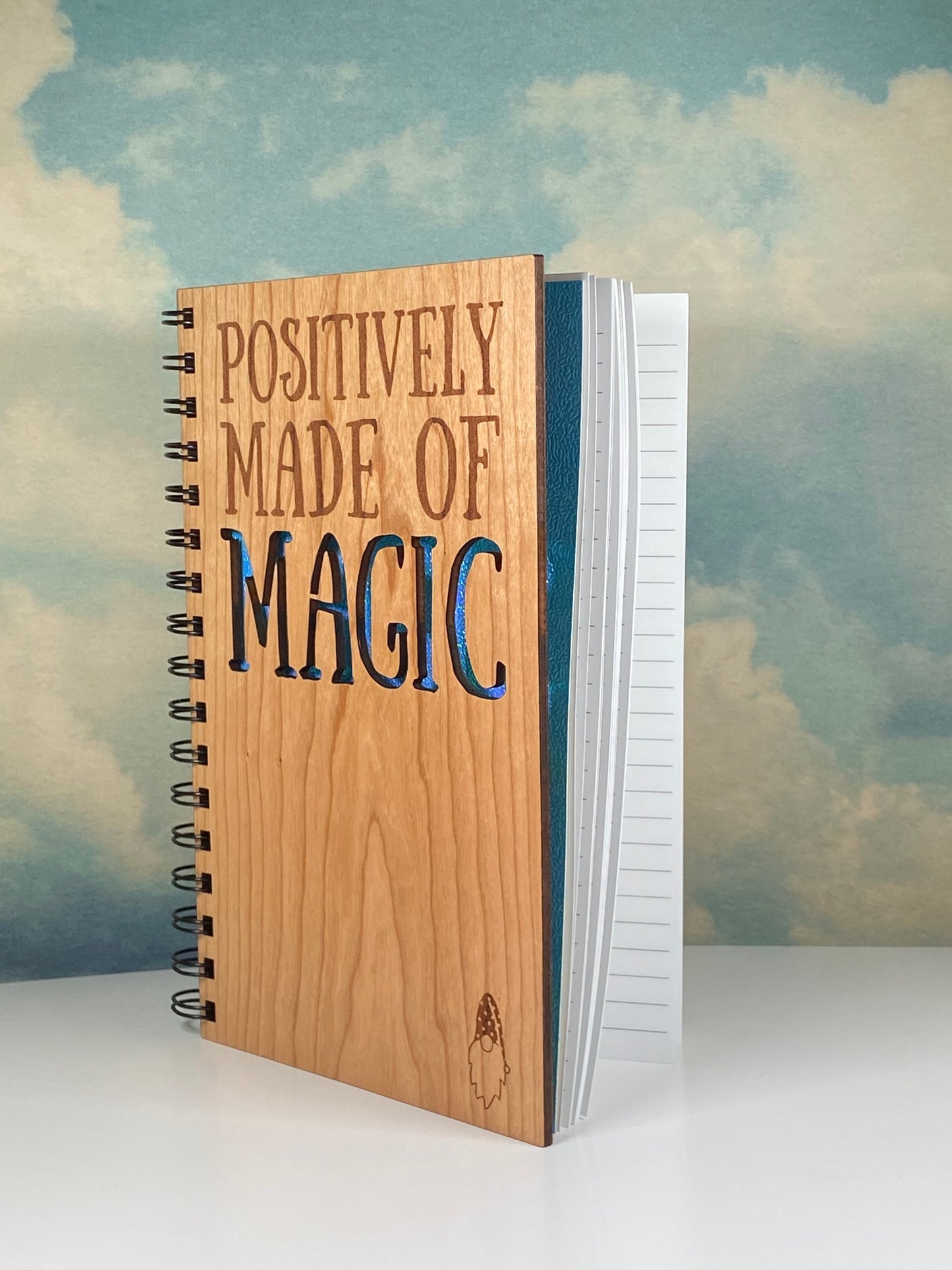 Wood Journal - Laser Engraved Positively Made of Magic Gnome Lined Journal