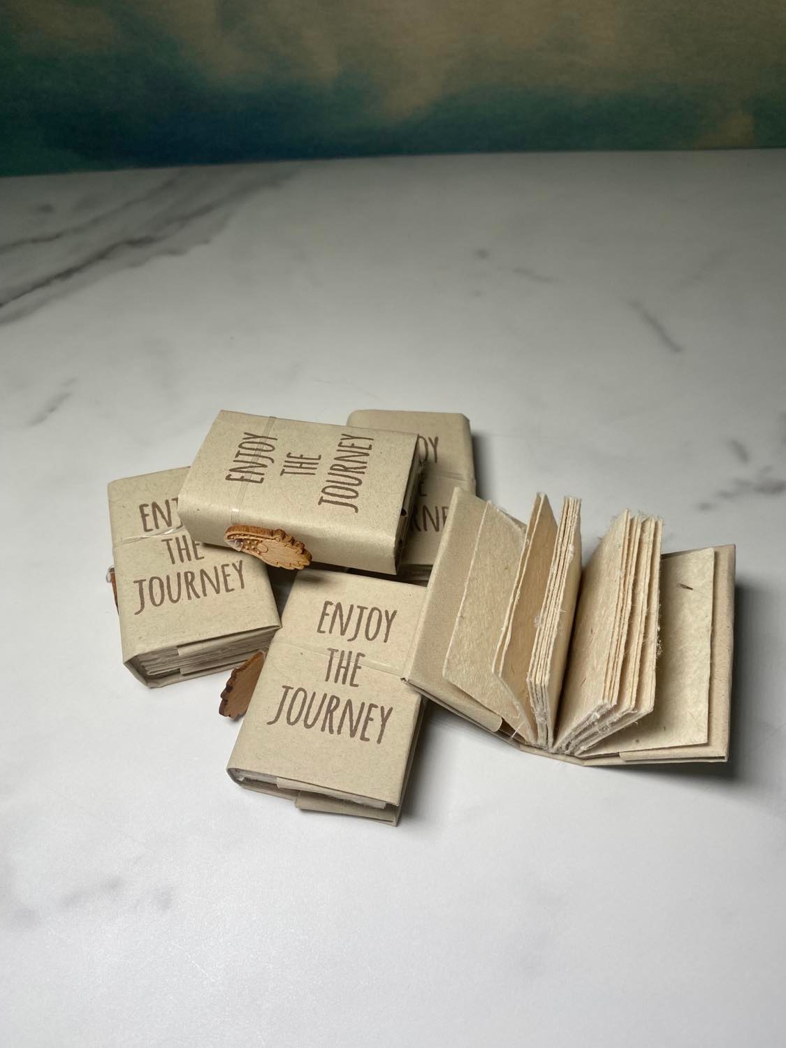 Set of 3 - Mini Travelers Notebooks - Enjoy the Journey Adventure Journals with Gnome Charm