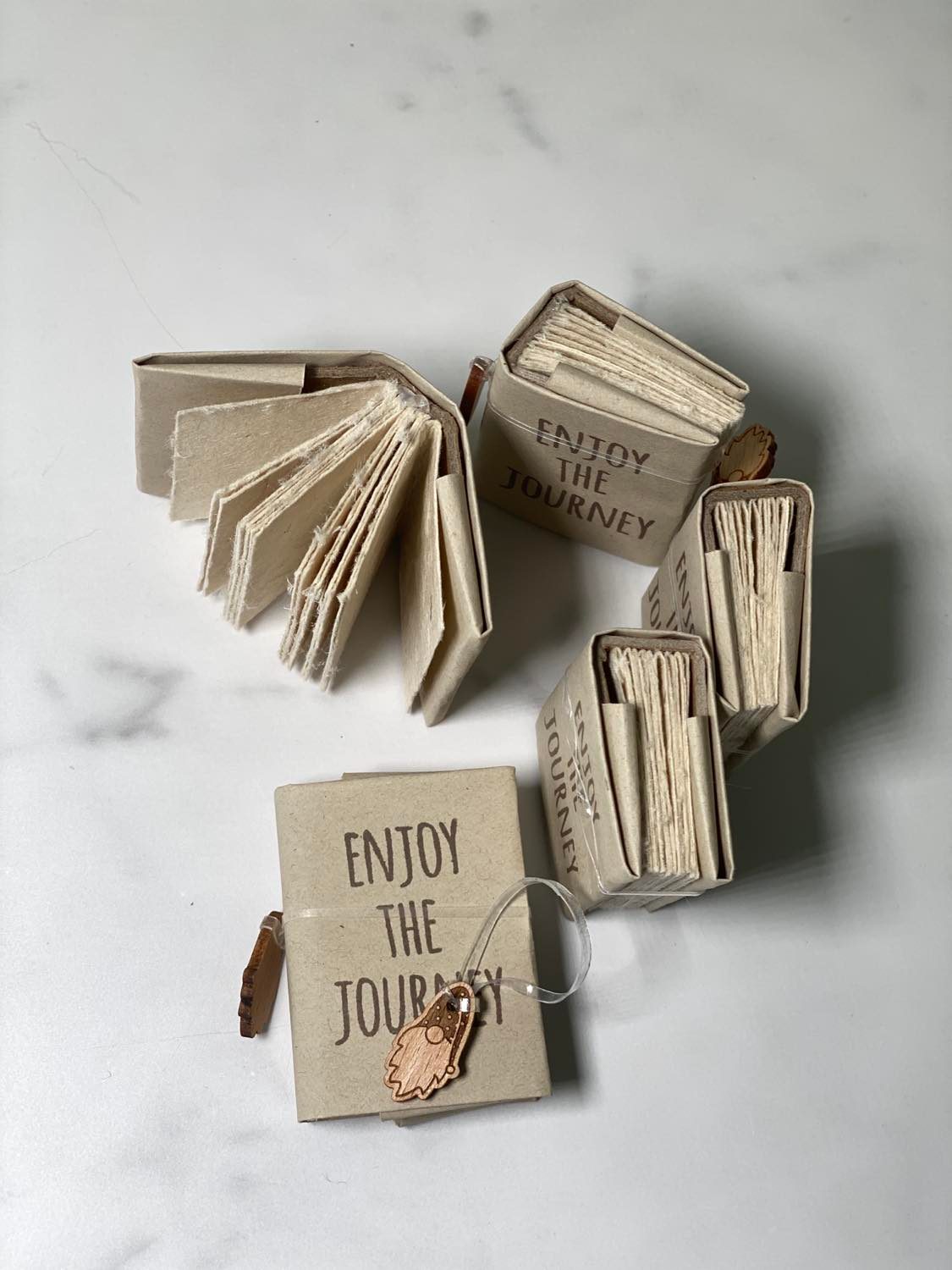 Set of 3 - Mini Travelers Notebooks - Enjoy the Journey Adventure Journals with Gnome Charm