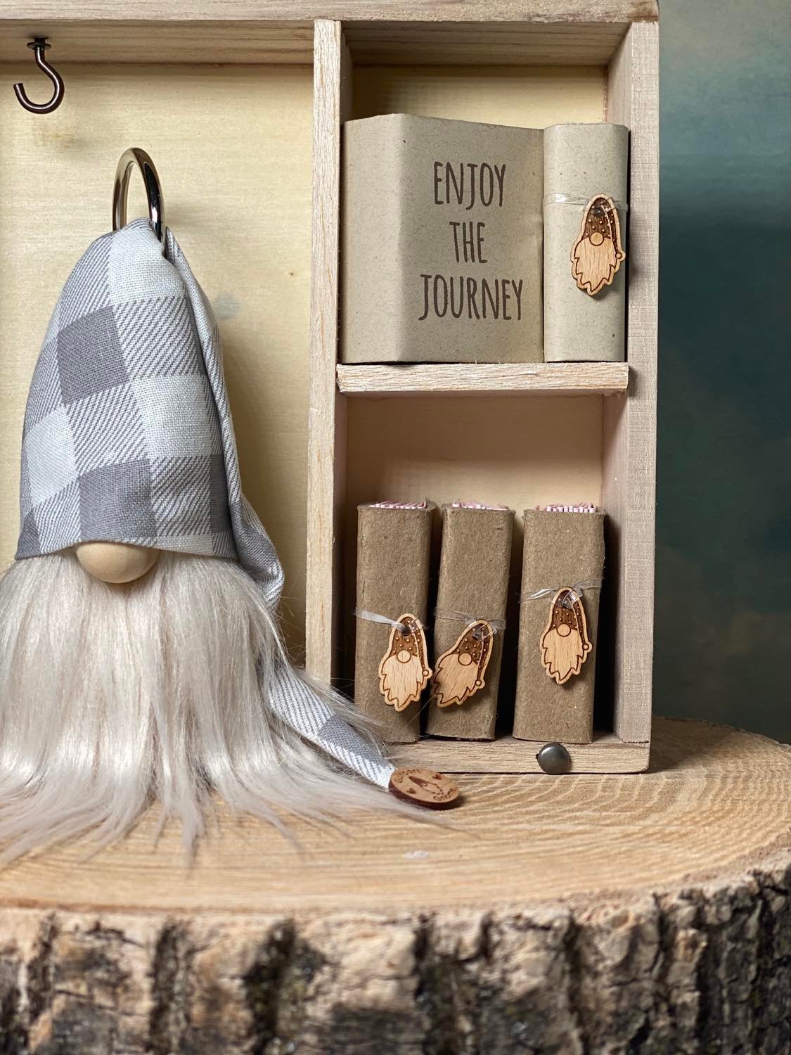 Set of 3 - Mini Travelers Notebooks - Enjoy the Journey Adventure Journals with Gnome Charm