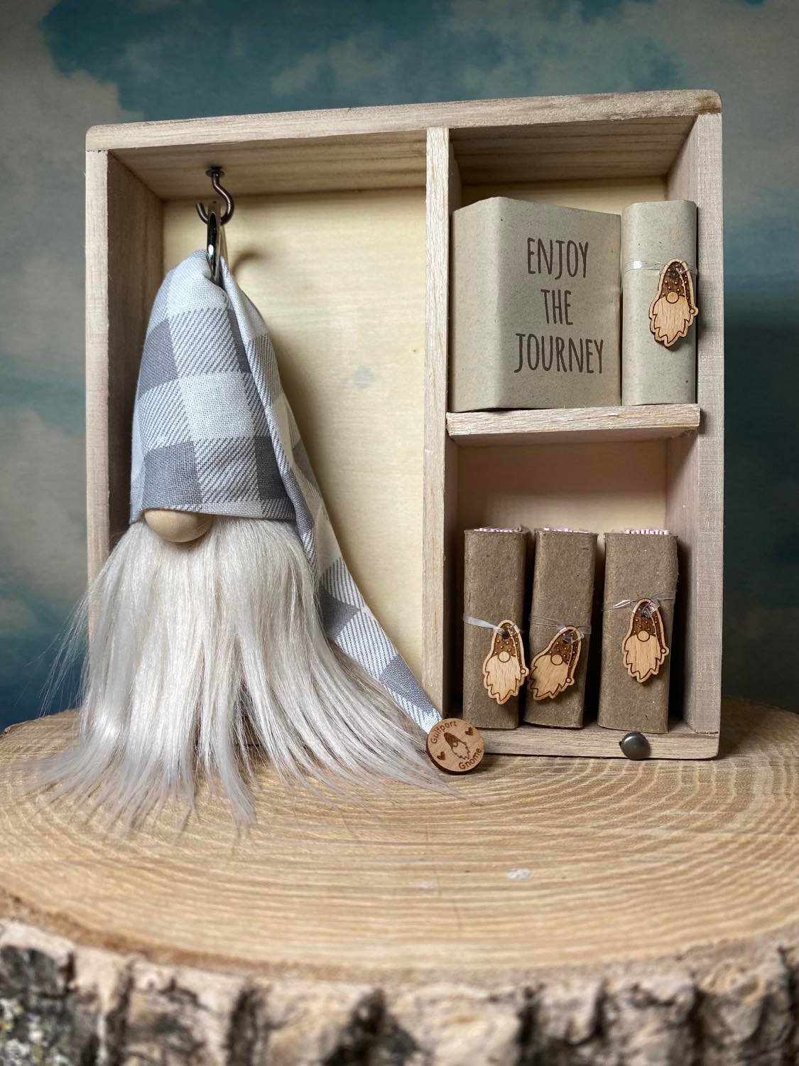 Set of 3 - Mini Travelers Notebooks - Enjoy the Journey Adventure Journals with Gnome Charm