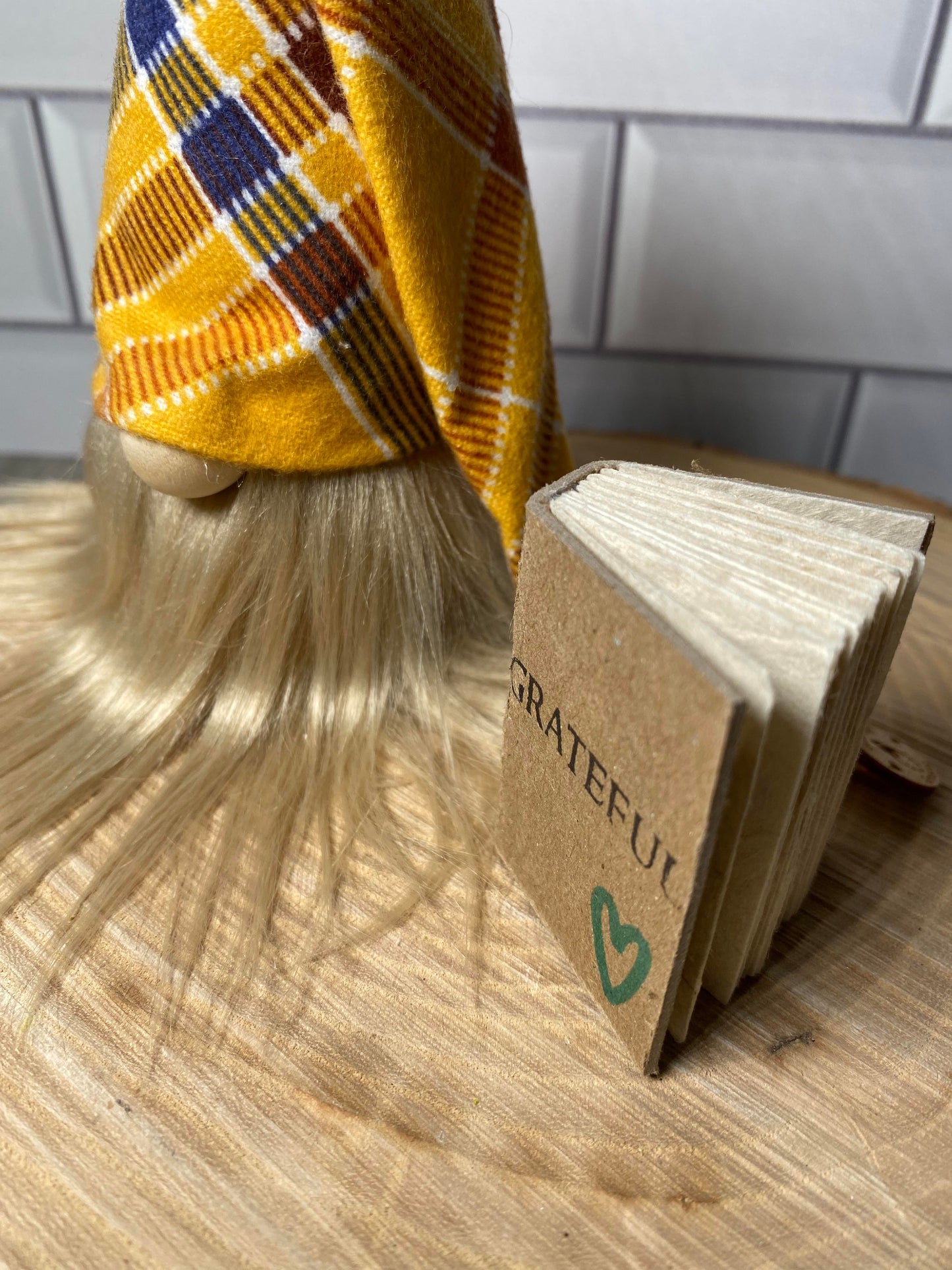 Tiny Book & Gulfport Gnome™ - Collectible Decor- 4" Plush Gnome with Tiny Gratitude Journal