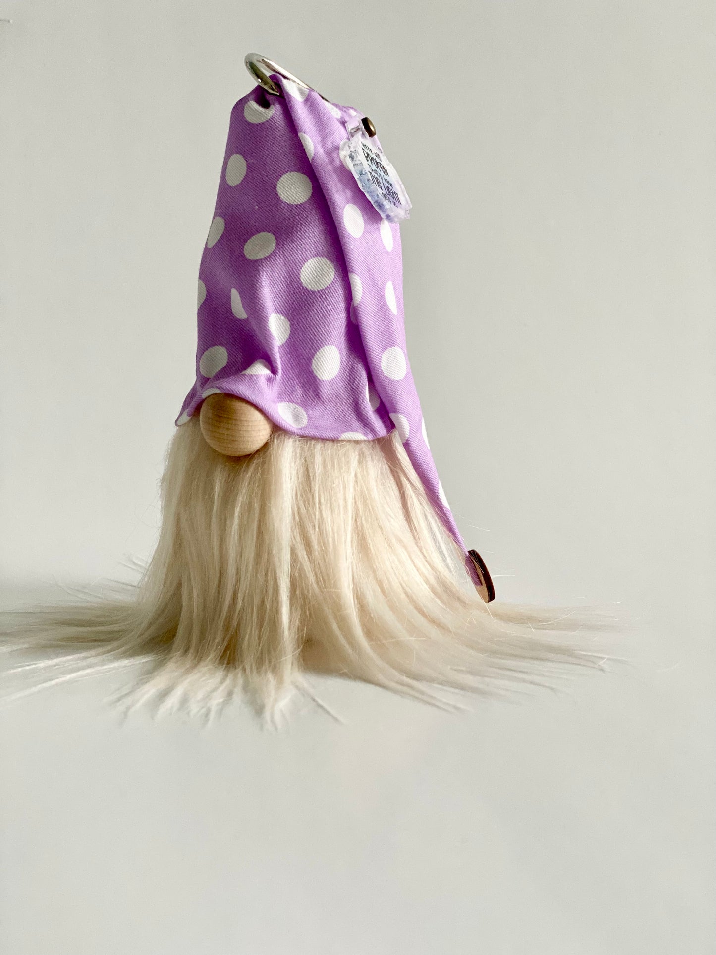 Gulfport Gnome™ - Pastel Purple Polkadot Light Filled Gnome- 4" Fabric Mini Uplifting Gnome