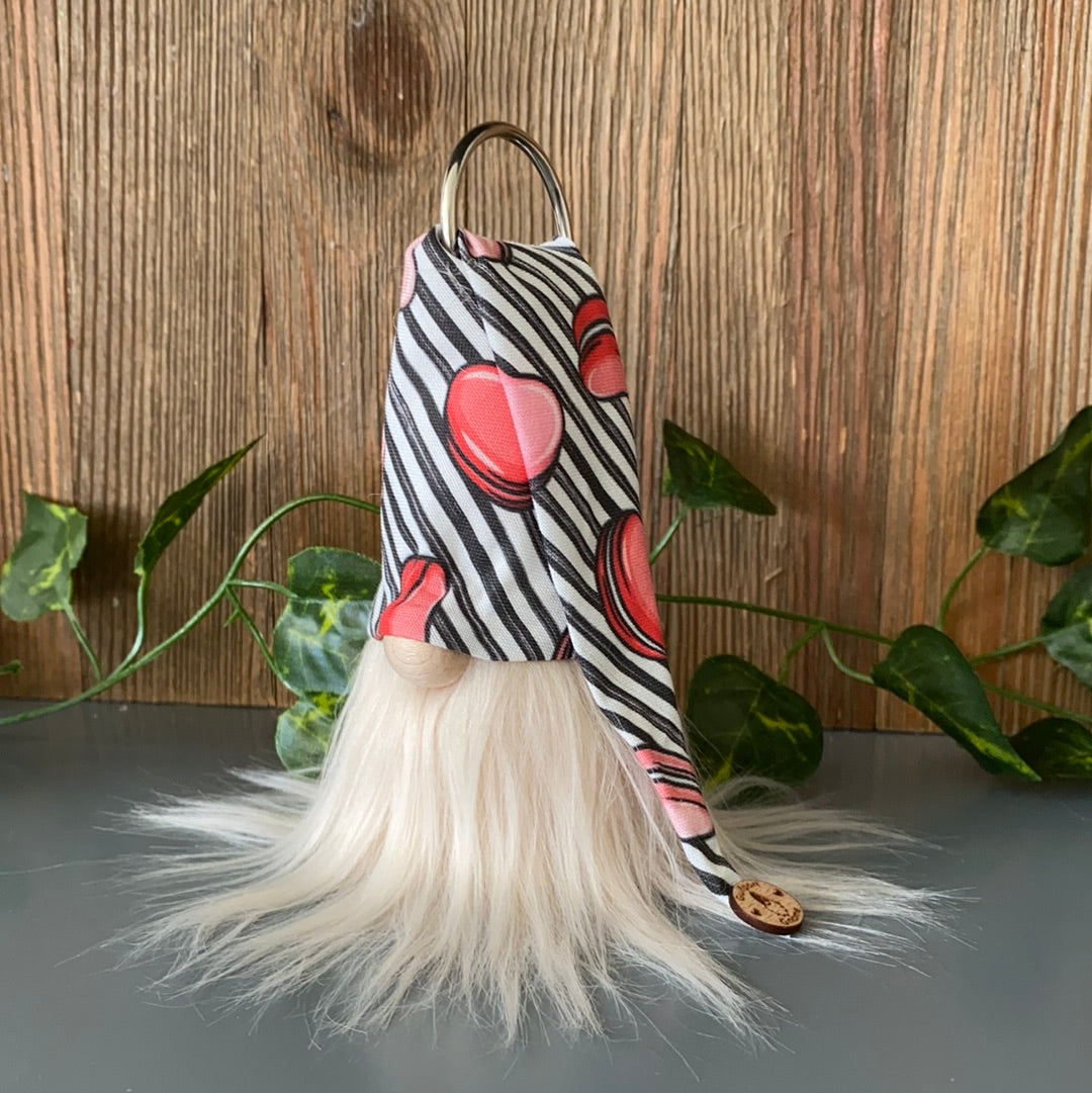 Gulfport Gnome™-Macaroons and Hearts Decor - 4" Plush Gnome with Classy Stripes and Macaroons