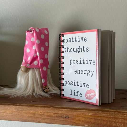 Gift Set - Positive Thoughts Pink Polka Dot Gnome Gift Set with Mini Journal