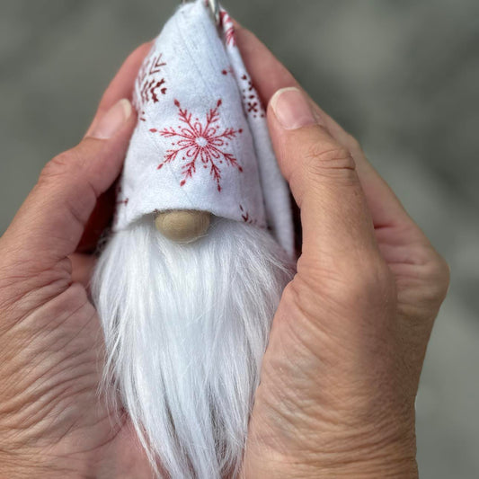 DIY Mini Gnome - Make Your Own Christmas Farmhouse Gnome - Holiday Home Decor - Gnome Ornament - Farmhouse Winter Snowflake Decor