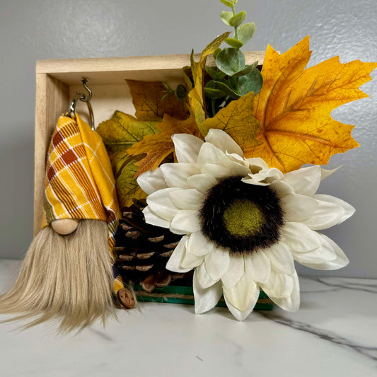 Gift Set - Fall Gnome Sunflower Pinecone Leaf Decor Gift set with 4" Plush Gnome