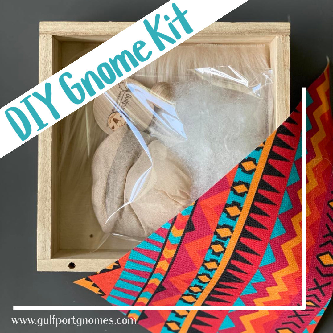 DIY Gulfport Gnome™ - Make Your Own Aztec Orange Pattern Collectible Decor- 4" Plush Gnome - Out West Decor