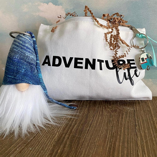 Gift Set - Camping Gift set with Gulfport Gnome™ Key Chain and Canvas Bag- 4" Plush Gnome Gift Set