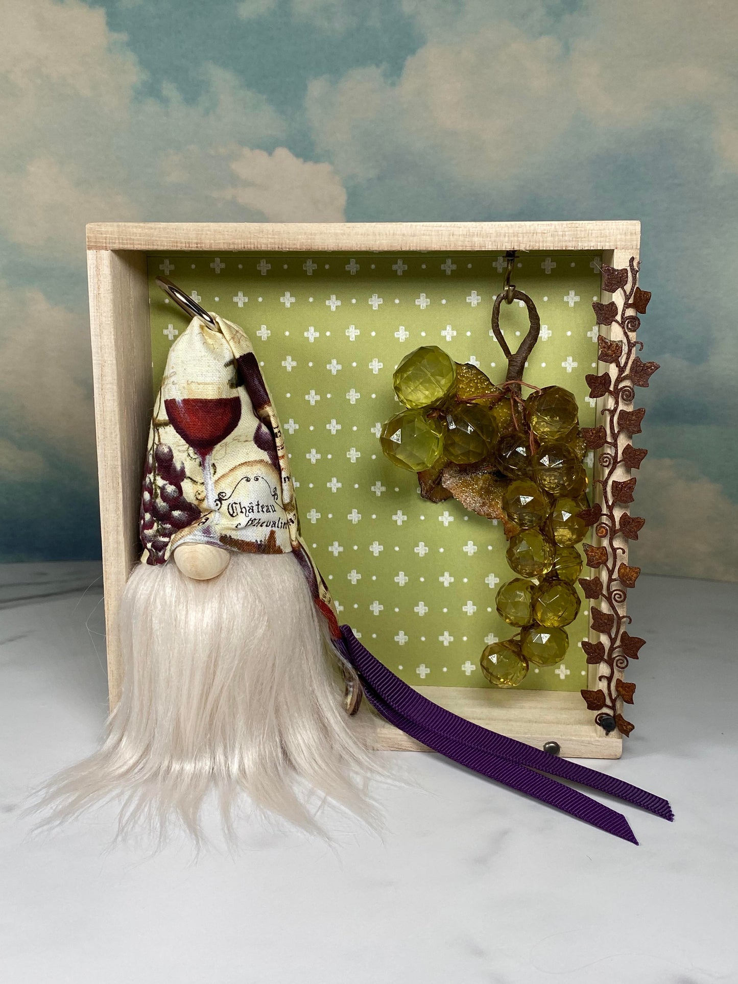 Gift Set - Wine Lovers Gift set with Gulfport Gnome™ - 4" Plush Gnome - Wine Grapes Ornament