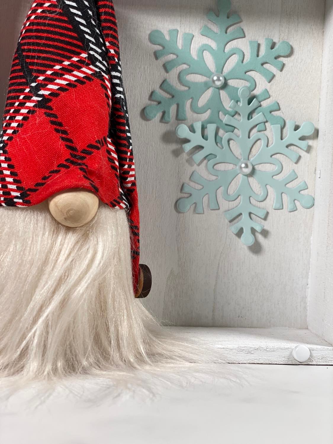 Gift Set - Winter Snowflake Themed Gnome Decor with Gnome Home - 4" Plush Gnome