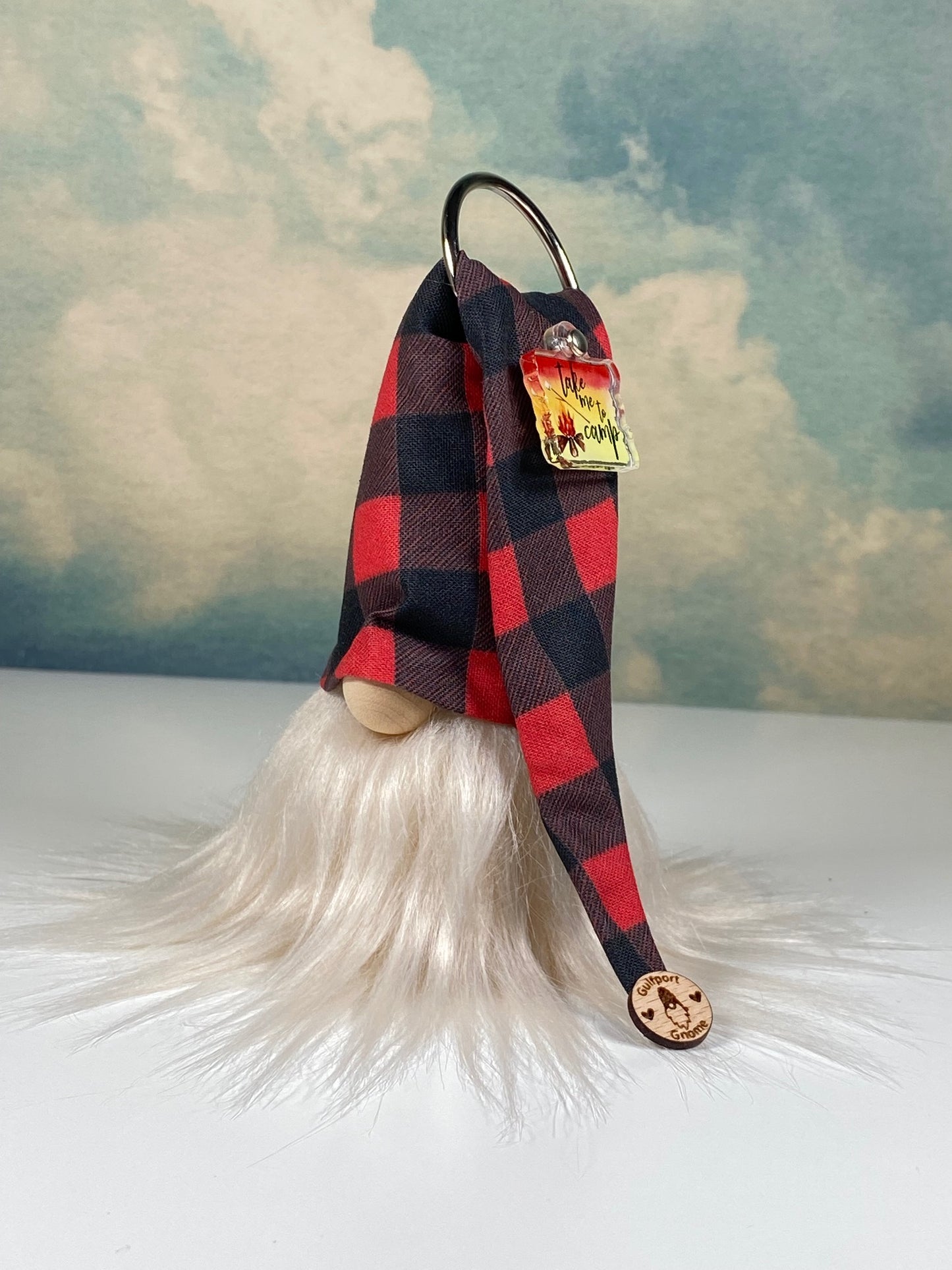 Gulfport Gnome™-Camping Home Decor - 4" Plush Mini Gnome with Red Buffalo Check Fabric