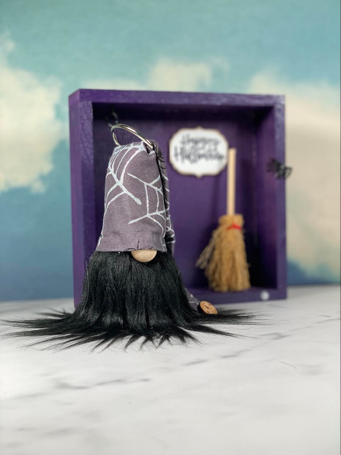 Gift Set - Halloween Purple Glitter Black Beard Gnome and Purple Gnome Home Gift set