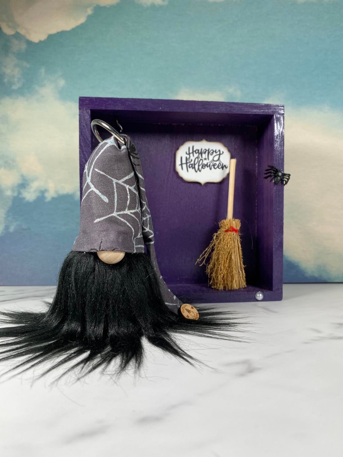 Gift Set - Halloween Purple Glitter Black Beard Gnome and Purple Gnome Home Gift set