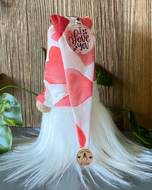 Gulfport Gnome™ - I Love You Valentines Gnome - 4" Plush Mini Decor Gnome - Red and White Hearts Gnome
