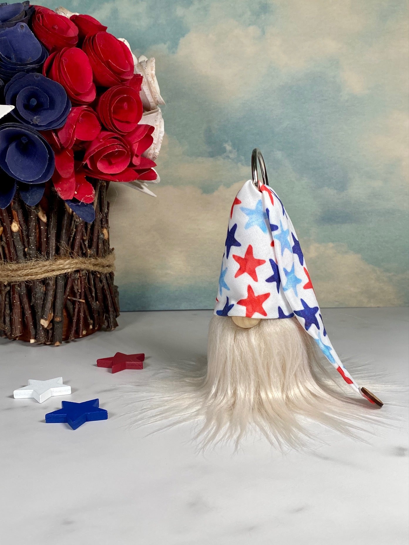 Gift Set - July 4th Americana with Gulfport Gnome™ - Red White Blue Gift Set- 4" Plush Gnome - Americana Decor