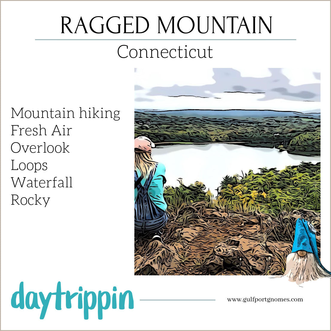 Digital Download-Bookmark and Pocket Cards-Daytrippin Adventure to Ragged Mountain and West Hartford Connecticut