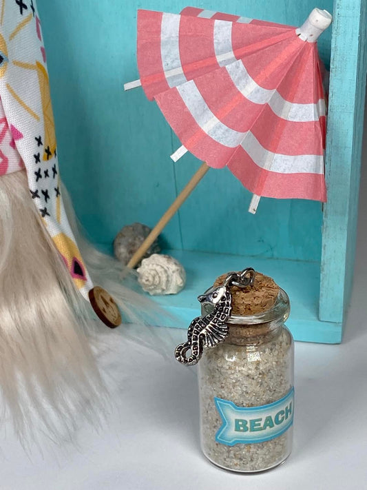 Gift Set - Beach Lovers Gnome Decor Gift set with Sand and Seashells - 4" Plush Gnome