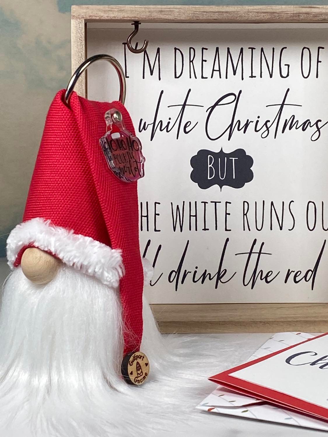Gift Set - Wine Lovers Santa Gnome Decor Gift set with 4" Plush Gnome