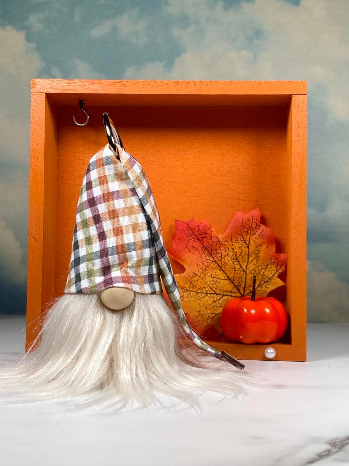 Gift Set - Pumpkin Themed Gnome Decor with Colorful Leaves Gift set with Gnome Home - 4" Plush Gnome