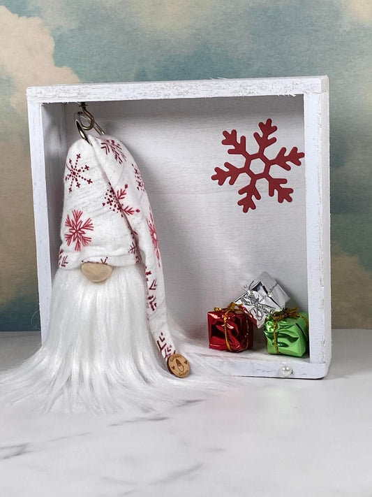Gift Set - Christmas Gifts and Snowflake Themed Gnome Decor with 4" Plush Mini Gnome