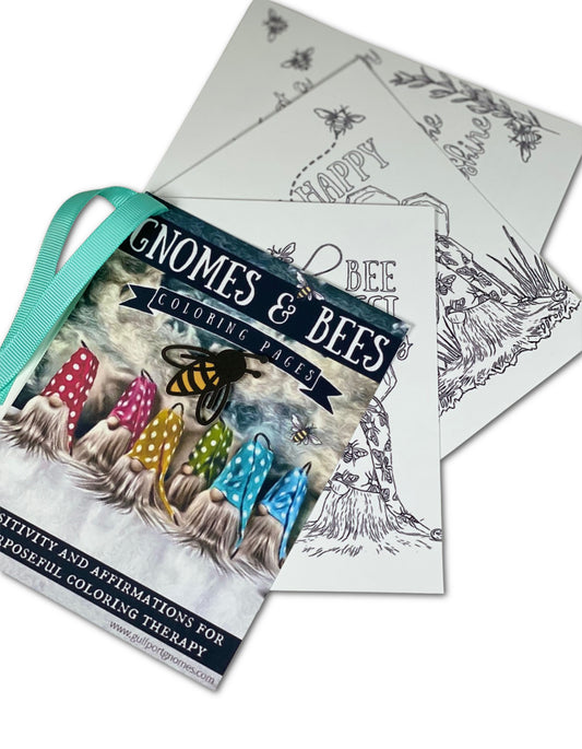 Coloring Book | Gnomes and Bees Coloring | Therapeutic Coloring | Digital Download | Instant Download Printable Coloring Book Gulfport Gnome™