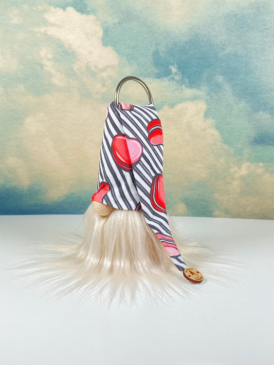 Gulfport Gnome™-Macaroons and Hearts Decor - 4" Plush Gnome with Classy Stripes and Macaroons
