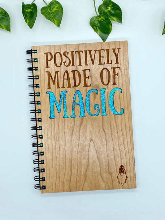 Wood Journal - Laser Engraved Positively Made of Magic Gnome Lined Journal