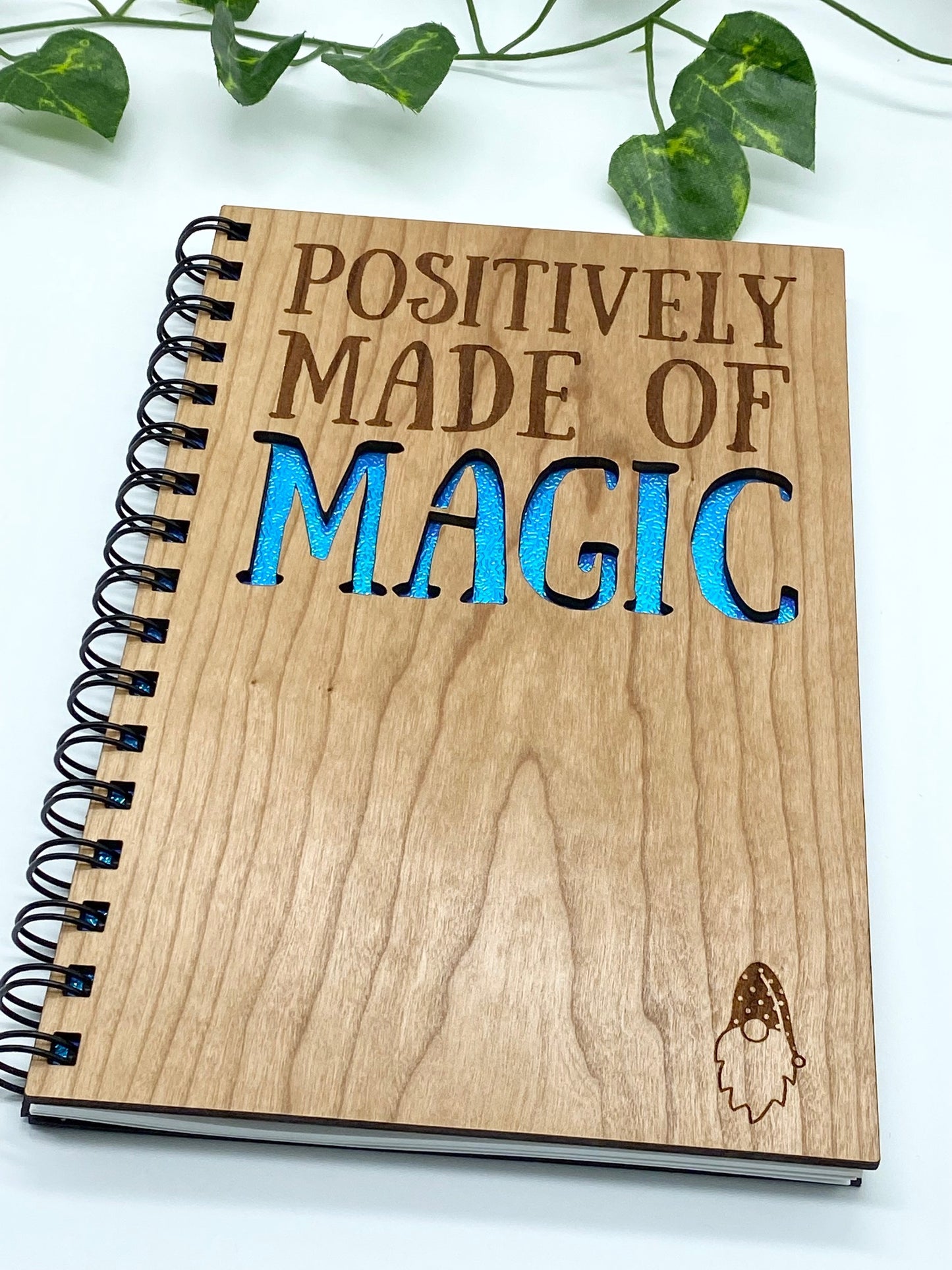 Wood Journal - Laser Engraved Positively Made of Magic Gnome Lined Journal