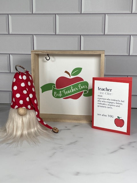 Gift Set for Teacher with Gulfport Gnome™ and Gnome Home Shadow Box - Teacher Thank You Gift