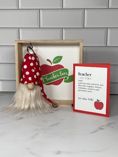 Gift Set for Teacher with Gulfport Gnome™ and Gnome Home Shadow Box - Teacher Thank You Gift
