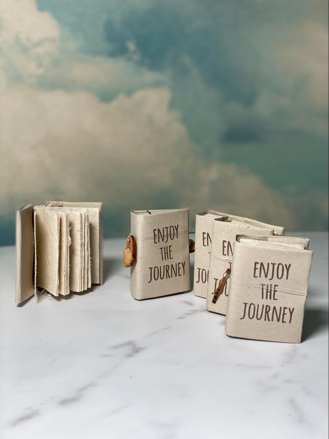 Set of 3 - Mini Travelers Notebooks - Enjoy the Journey Adventure Journals with Gnome Charm