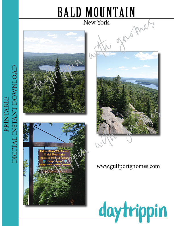 Digital Download-Bookmark and Pocket Cards-Daytrippin Adventure to Bald Mountain in NY ADK