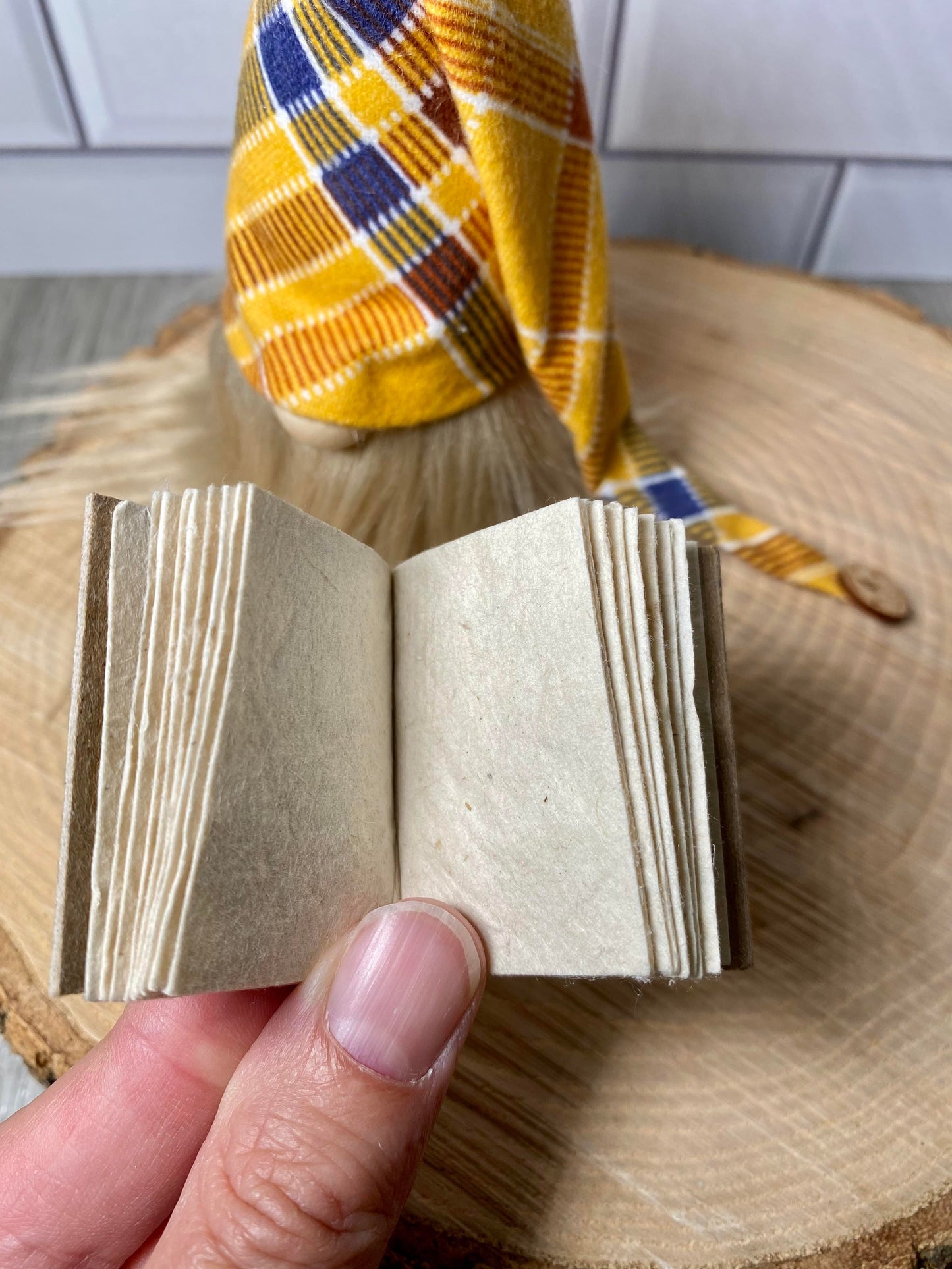 Tiny Book & Gulfport Gnome™ - Collectible Decor- 4" Plush Gnome with Tiny Gratitude Journal