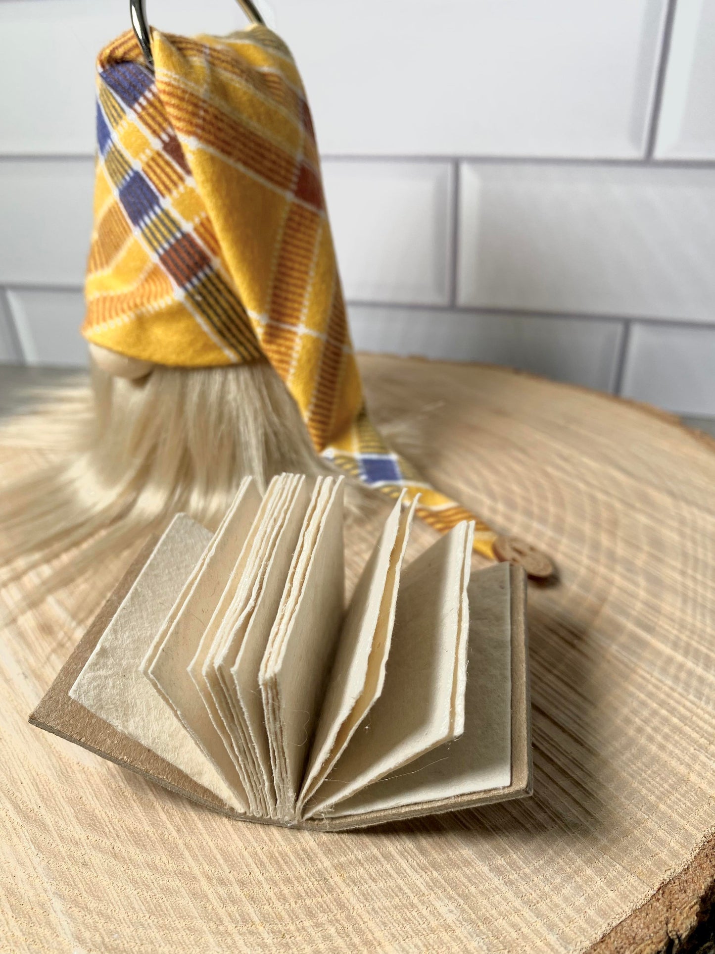 Tiny Book & Gulfport Gnome™ - Collectible Decor- 4" Plush Gnome with Tiny Gratitude Journal