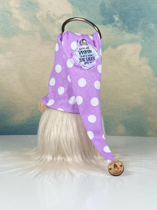 Gulfport Gnome™ - Pastel Purple Polkadot Light Filled Gnome- 4" Fabric Mini Uplifting Gnome